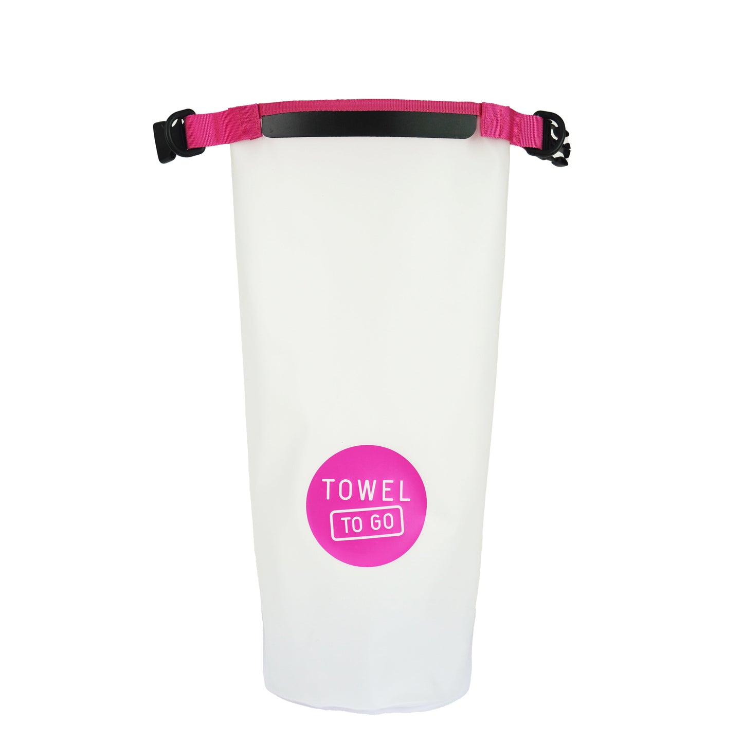 Towel to Go Roll N Go Bag – Waterproof & Transparent Dry Bag, Pink (5 Liters)