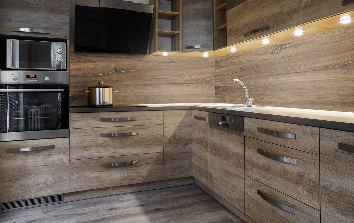 Küchenrückwand - Schwarzwaldeiche rustikal