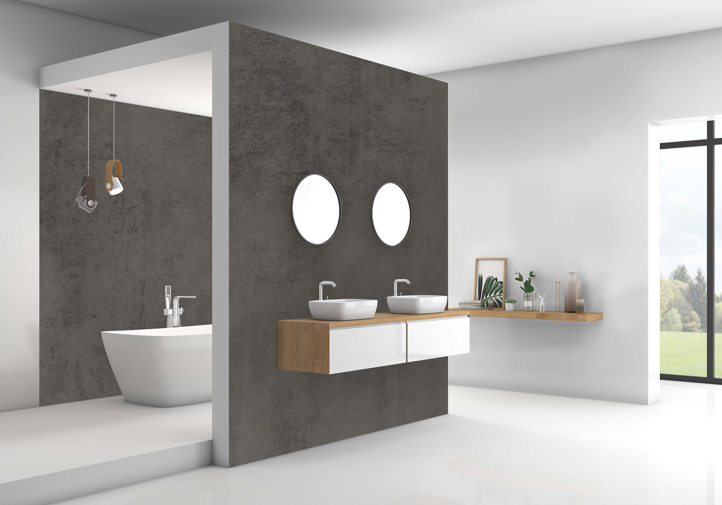 Duschrückwand - Beton dunkel (250x100cm)