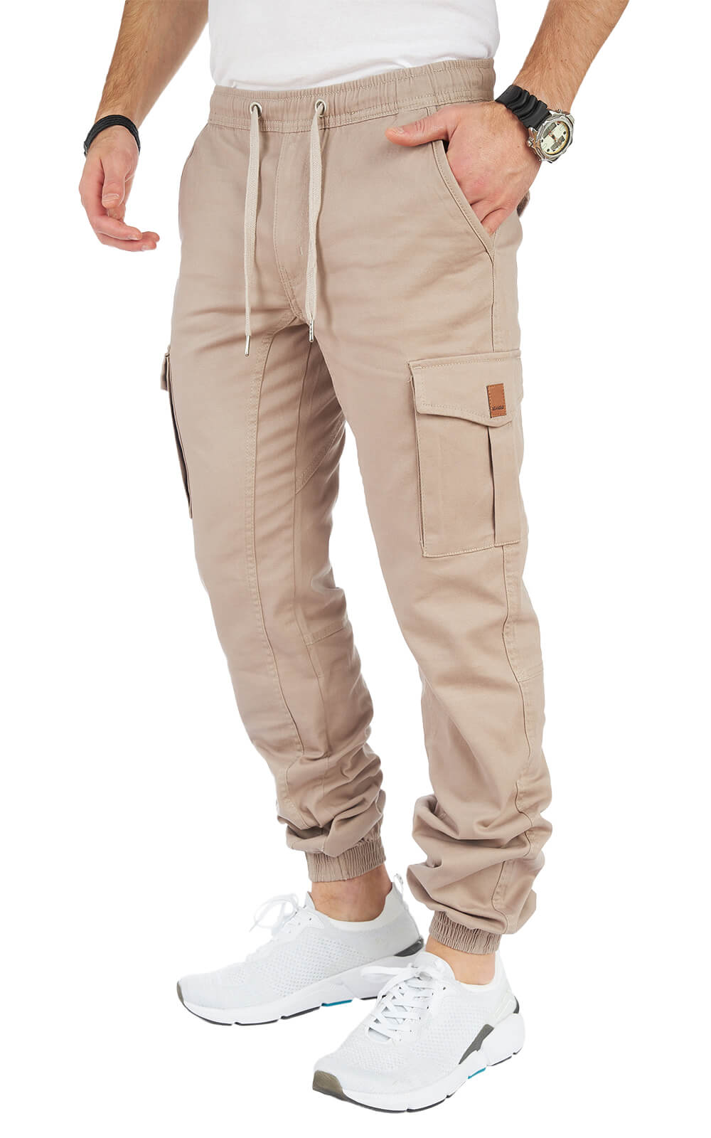 STYLEKO Cargohose Elastischer Hosenband-4