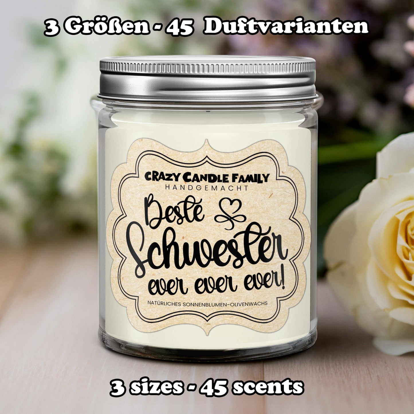 Beste Schwester ever! -  Geschenk Kerze für Schwester Geschenk Geburtstag Geschenk für Frau Schwester Geschenk Weihnachten süßes Geschenk