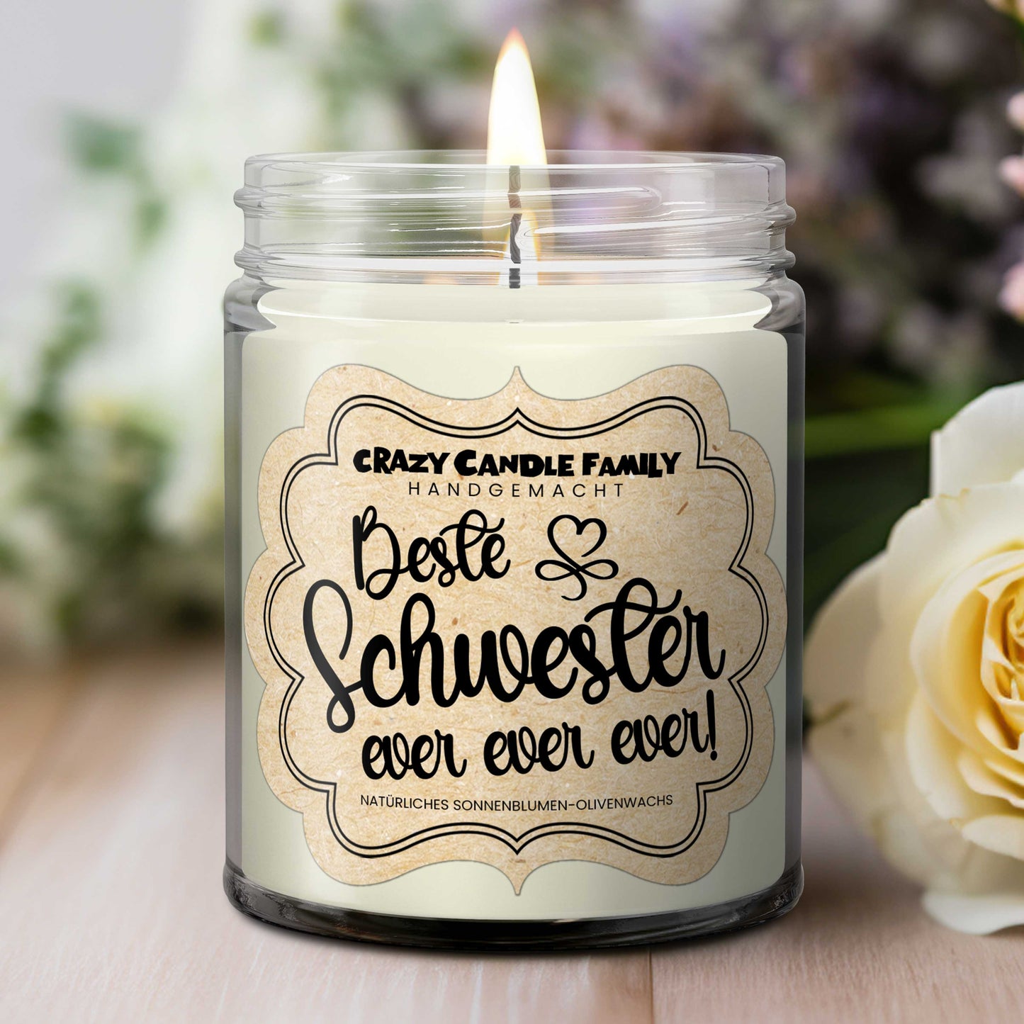 Beste Schwester ever! -  Geschenk Kerze für Schwester Geschenk Geburtstag Geschenk für Frau Schwester Geschenk Weihnachten süßes Geschenk