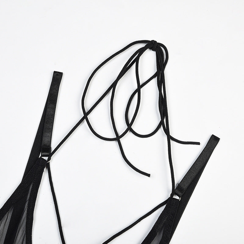 Black See-Through Mesh Bra and Panty Set Bra Details