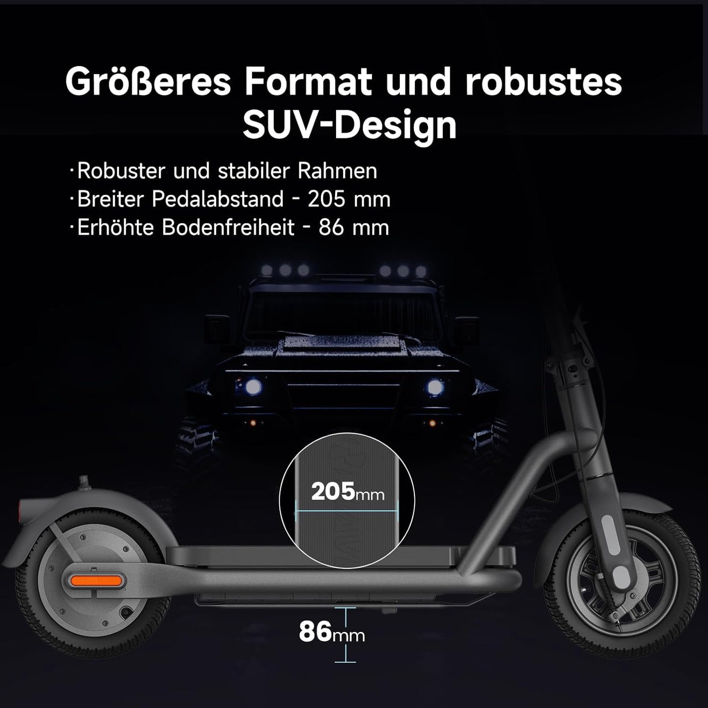 NAVEE N65i E-Scooter ABE Zertifiziert| Patentierte Damping Arm™ Federung  2-Fach faltbar | 65km Reichweite