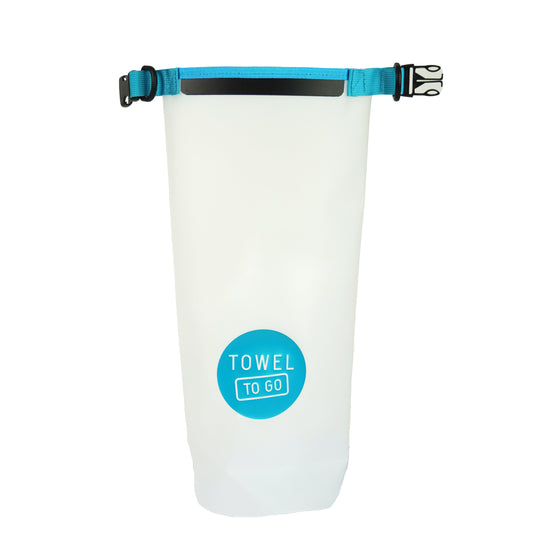 Towel to Go Roll N Go Bag – Waterproof & Transparent Dry Bag, Blue (5 Liters)
