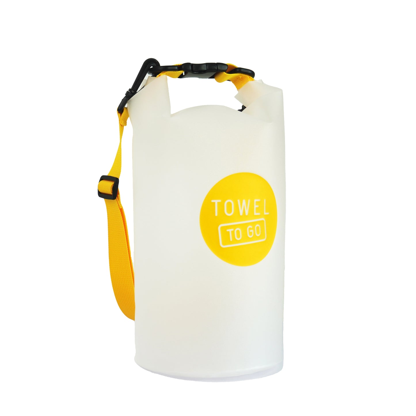 Towel to Go Roll N Go Bag – Waterproof & Transparent Dry Bag, Yellow (5 Liters)