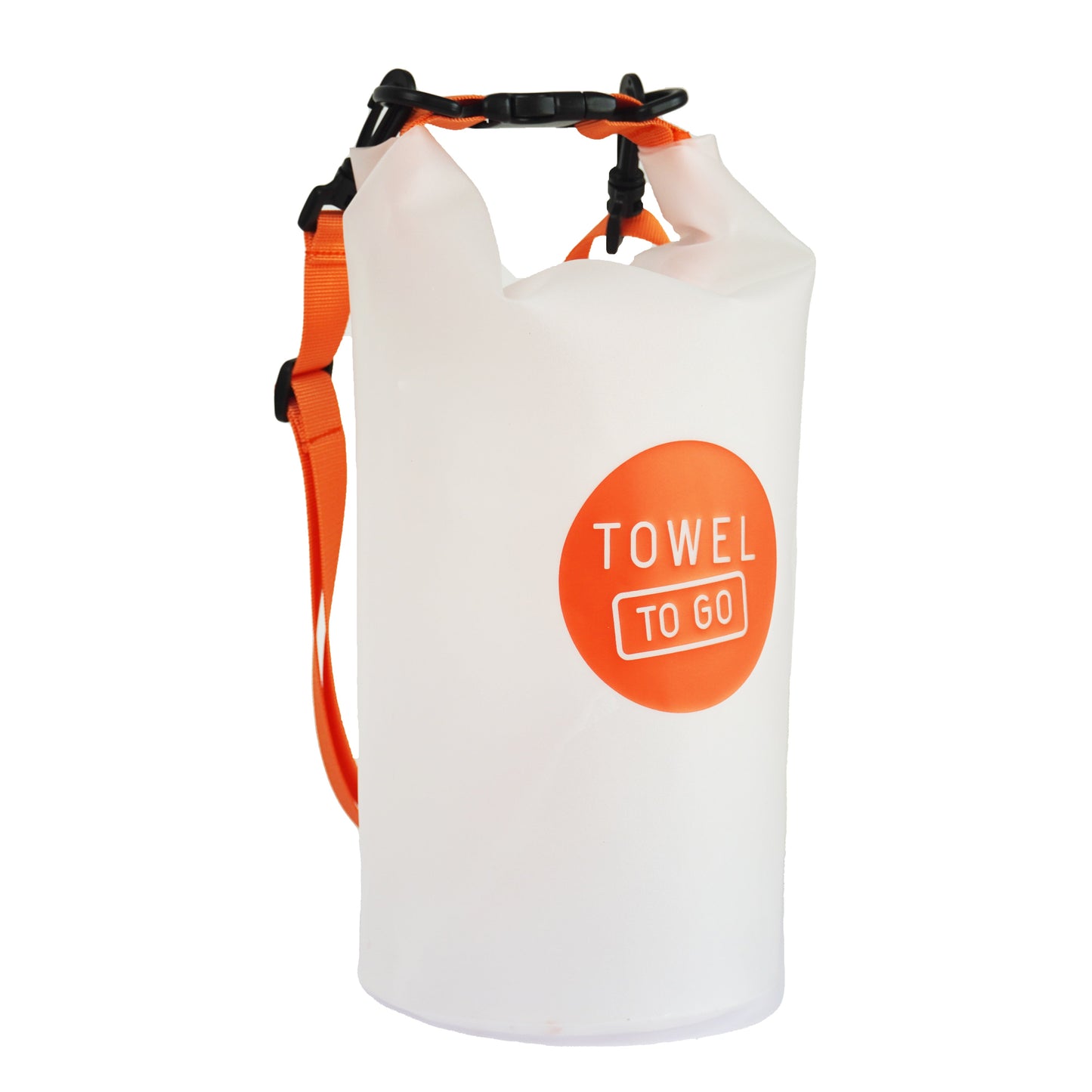 Towel to Go Roll N Go Bag – Waterproof & Transparent Dry Bag, Orange (5 Liters)