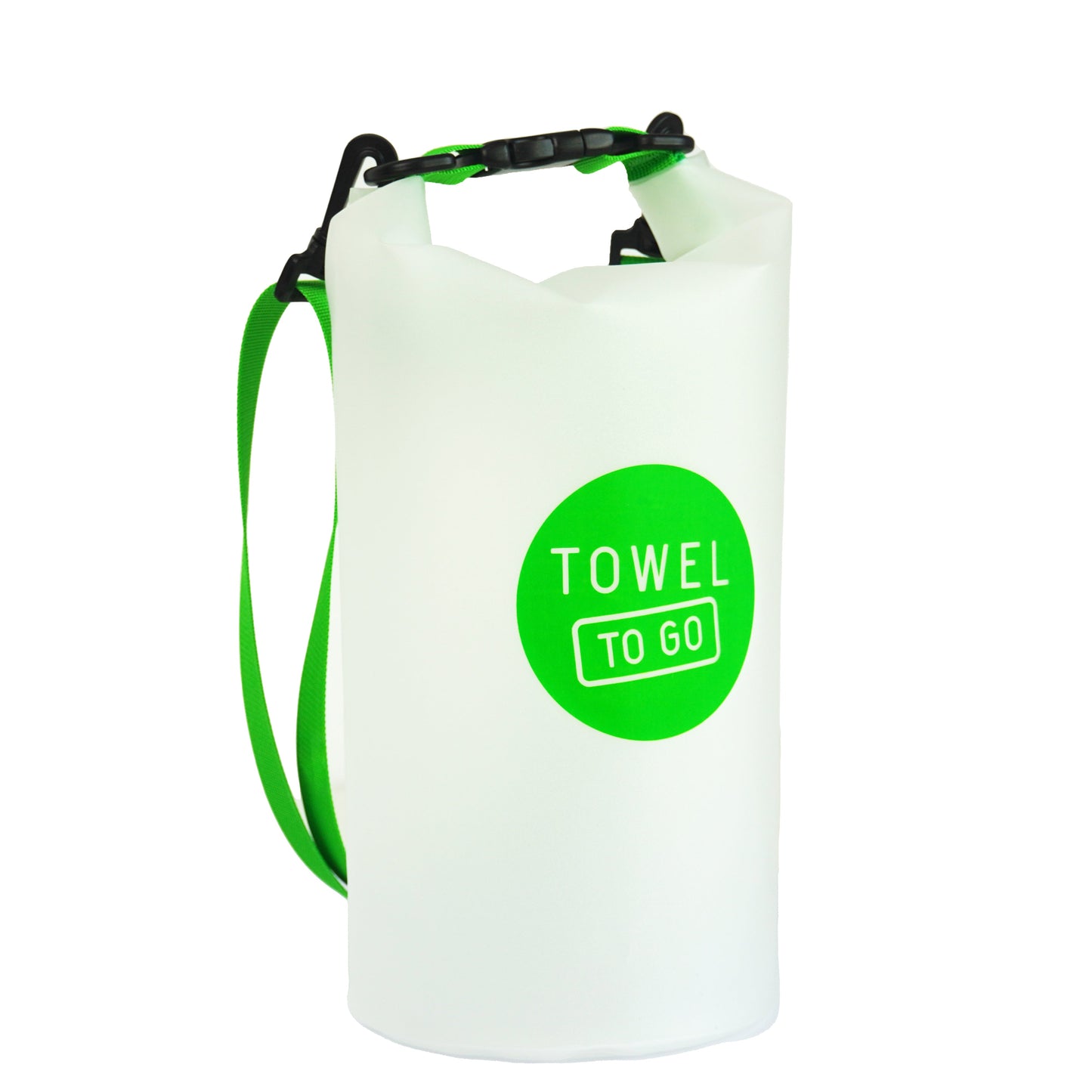 Towel to Go Roll N Go Bag – Waterproof & Transparent Dry Bag, Green (5 Liters)
