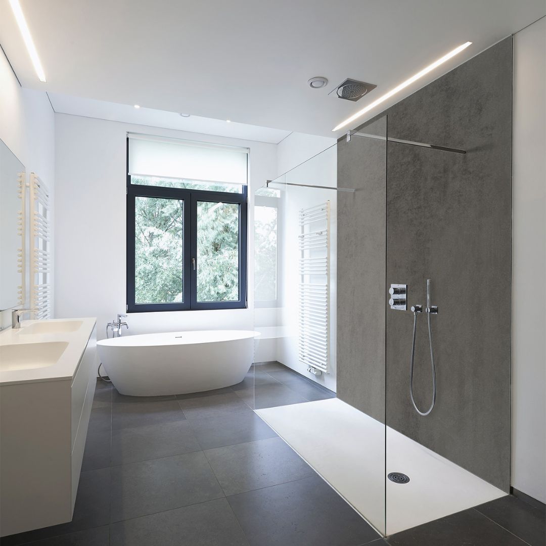 Duschrückwand - Beton dunkel (250x100cm)