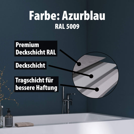 Duschrückwand - Azurblau (250x100cm)